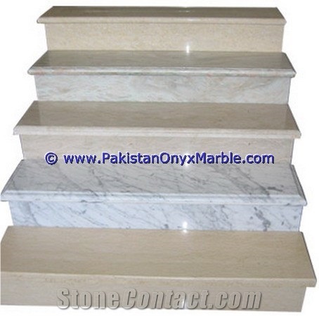 Marble Stairs Steps Risers Beige Marble Modern
