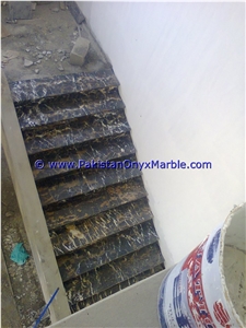Marble Stairs Steps Risers Black and Gold