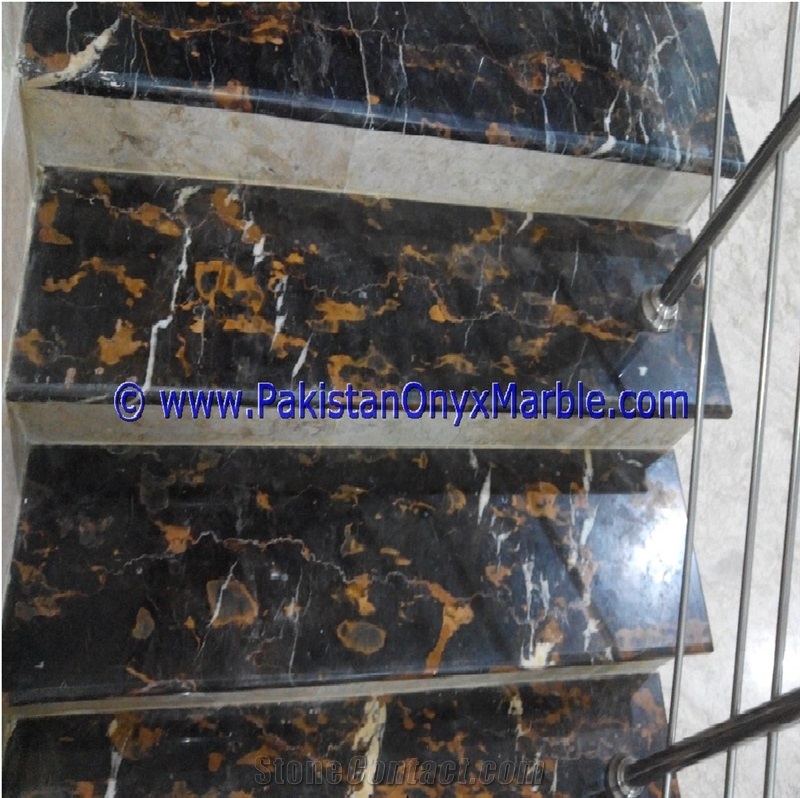 Marble Stairs Steps Risers Black and Gold