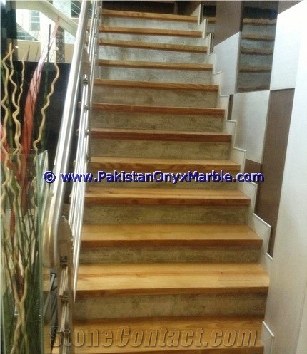 Marble Stairs Steps Risers Teak Wood Marble