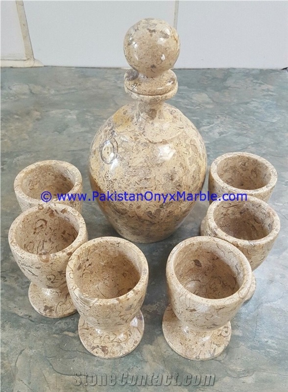 Marble Wine Bottle Set Glasses Cups