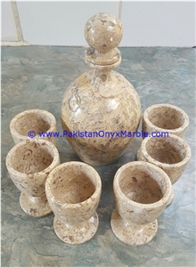 Marble Wine Bottle Set Glasses Cups