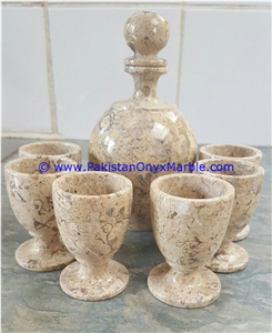 Marble Wine Bottle Set Glasses Cups