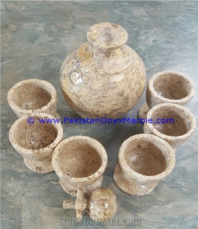 Marble Wine Bottle Set Glasses Cups