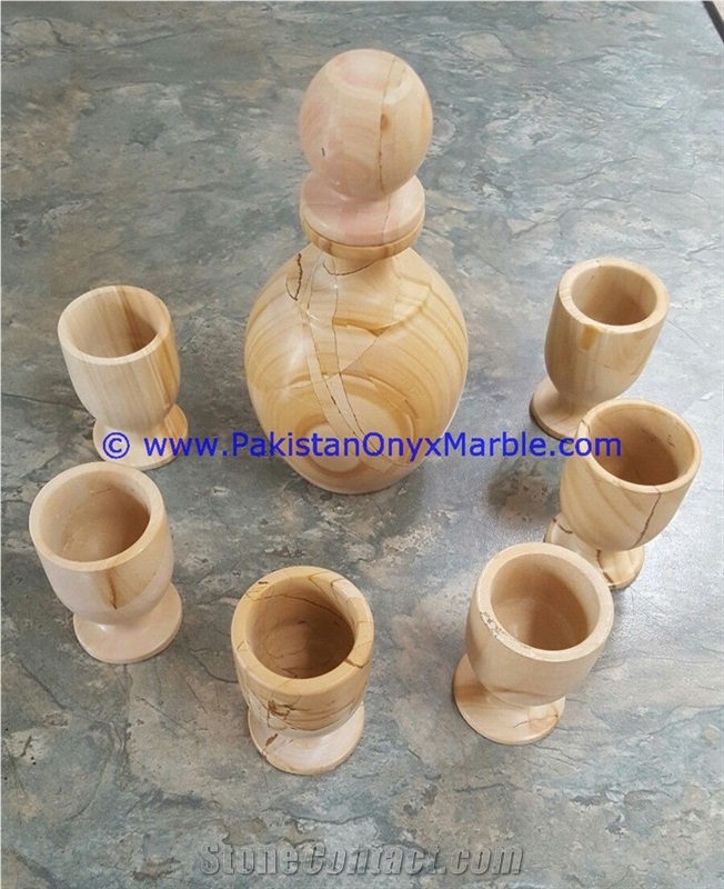 Marble Wine Bottle Set Glasses Cups