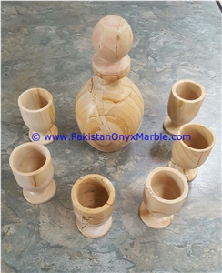 Marble Wine Bottle Set Glasses Cups