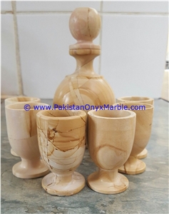 Marble Wine Bottle Set Glasses Cups
