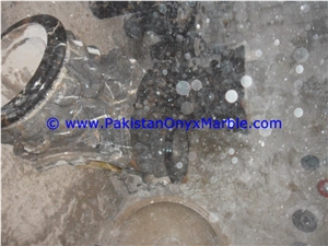 Michelangelo Marble Columns Pillars Tops Black and Gold Marble