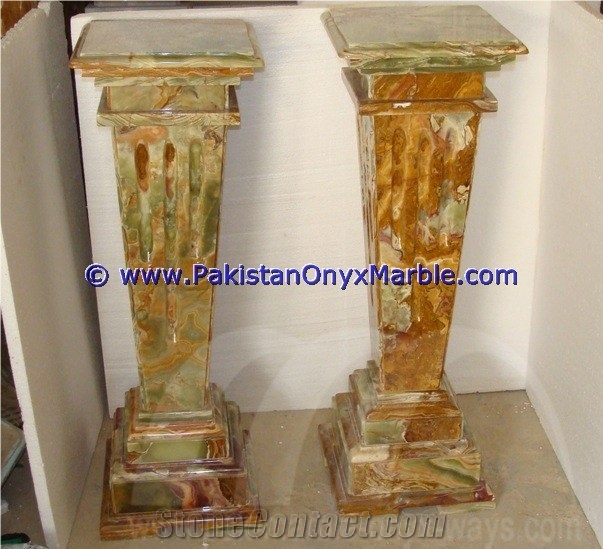 Multi Brown Onyx Columns Handcarved Pillars