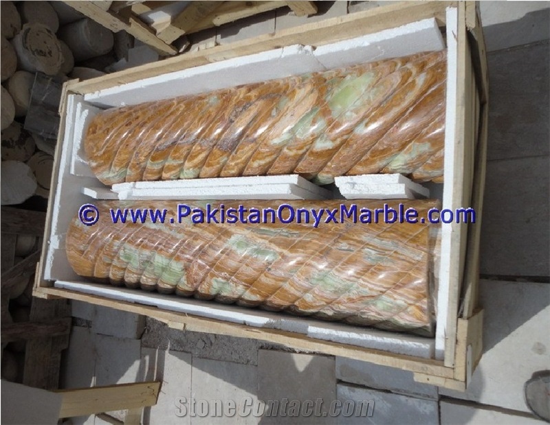 Multi Brown Onyx Columns Handcarved Pillars
