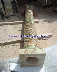 Multi Green Onyx Columns Handcarved Pillars