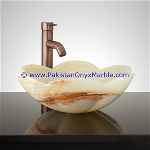 Multi Green Onyx Flower Shaped Sinks Basins