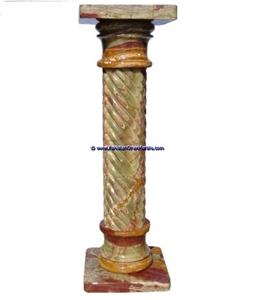Multi Green Onyx Pedestals Hand Carved Pillars