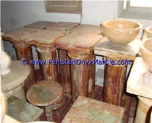 Multi Red Onyx Columns Handcarved Volcano Onyx Pillars