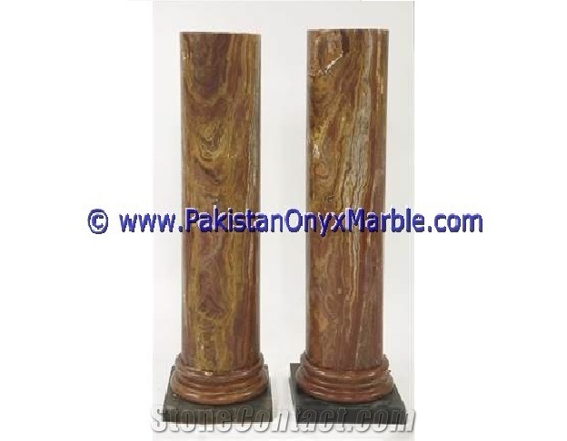 Multi Red Onyx Columns Handcarved Volcano Onyx Pillars