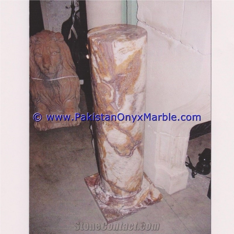 Multi Red Onyx Columns Handcarved Volcano Onyx Pillars