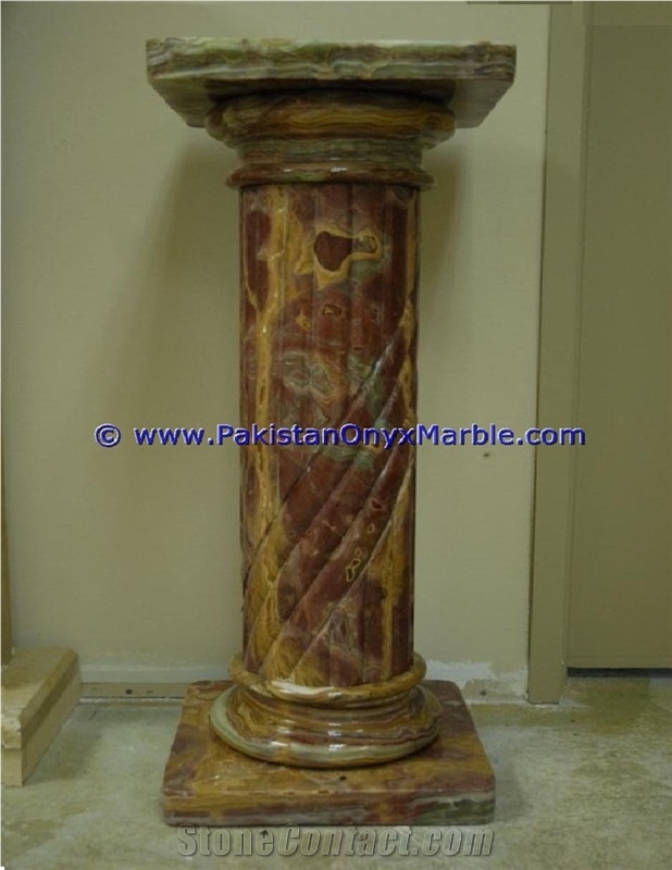 Multi Red Onyx Columns Handcarved Volcano Onyx Pillars
