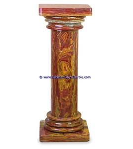 Multi Red Onyx Pedestals Handcarved Pillars