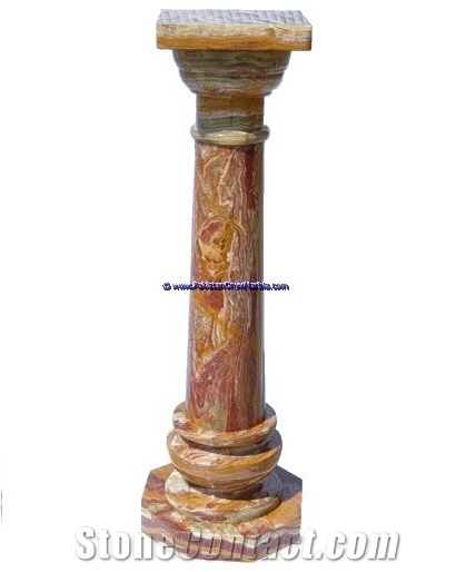 Multi Red Onyx Pedestals Handcarved Pillars