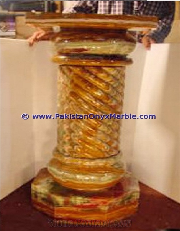 Multi Red Onyx Pedestals Handcarved Pillars