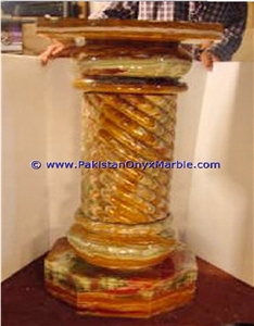 Multi Red Onyx Pedestals Handcarved Pillars