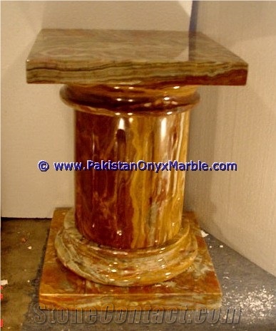 Multi Red Onyx Pedestals Handcarved Pillars