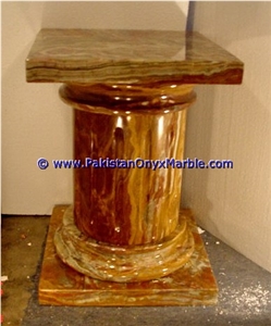 Multi Red Onyx Pedestals Handcarved Pillars