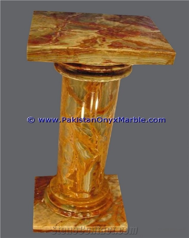 Multi Red Onyx Pedestals Handcarved Pillars