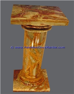 Multi Red Onyx Pedestals Handcarved Pillars