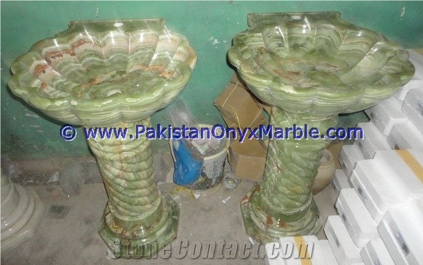 Onyx Pedestals Sinks Basins Dark Green
