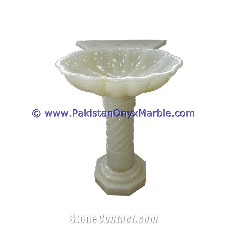 Onyx Pedestals Sinks Basins Pure White