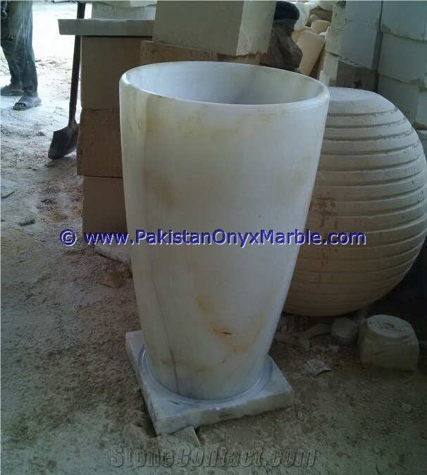 Onyx Pedestals Sinks Basins White Onyx