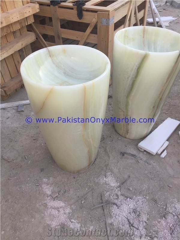 Onyx Pedestals Sinks Basins White Onyx