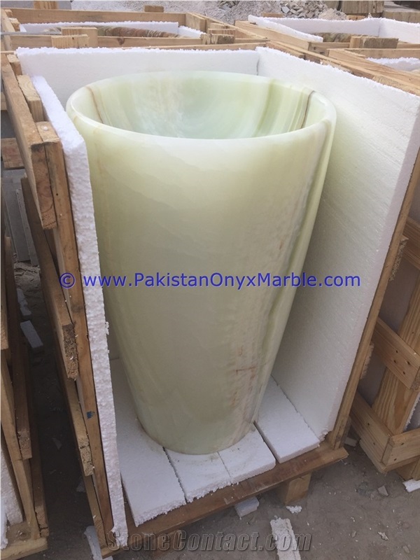 Onyx Pedestals Sinks Basins White Onyx
