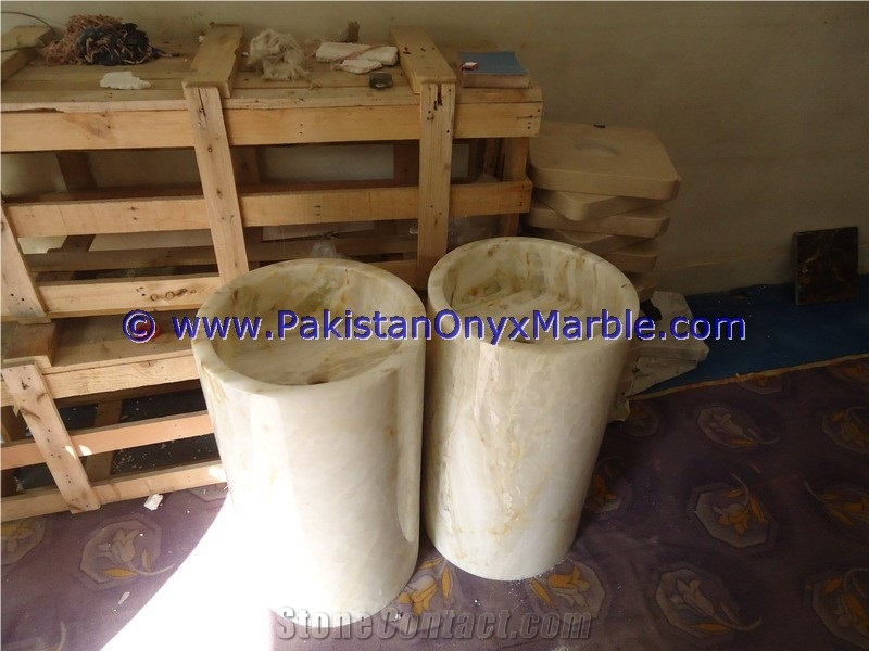 Onyx Pedestals Sinks Basins White Onyx