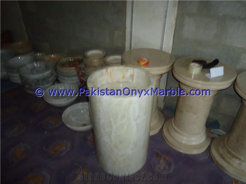 Onyx Pedestals Sinks Basins White Onyx