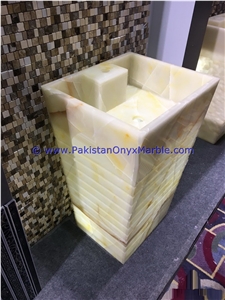 Onyx Pedestals Sinks Square Tapered Basins