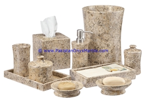 Pakistan Fossil Marble Bathroom Accessories Set Fossil Coral