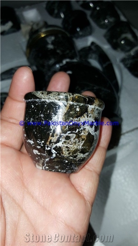 Pakistan Fossil Marble Tea Set Sugar Milk Pot Saucer Tea