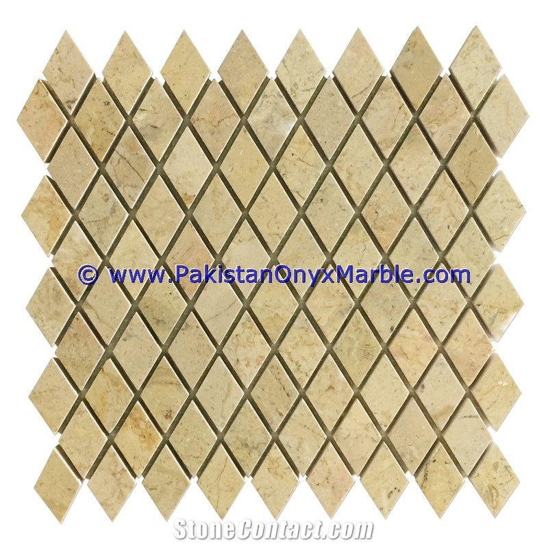 Pakistan Sahara Beige Marble Mosaic Tiles Basket Weave