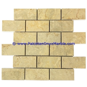 Pakistan Sahara Beige Marble Mosaic Tiles Basket Weave