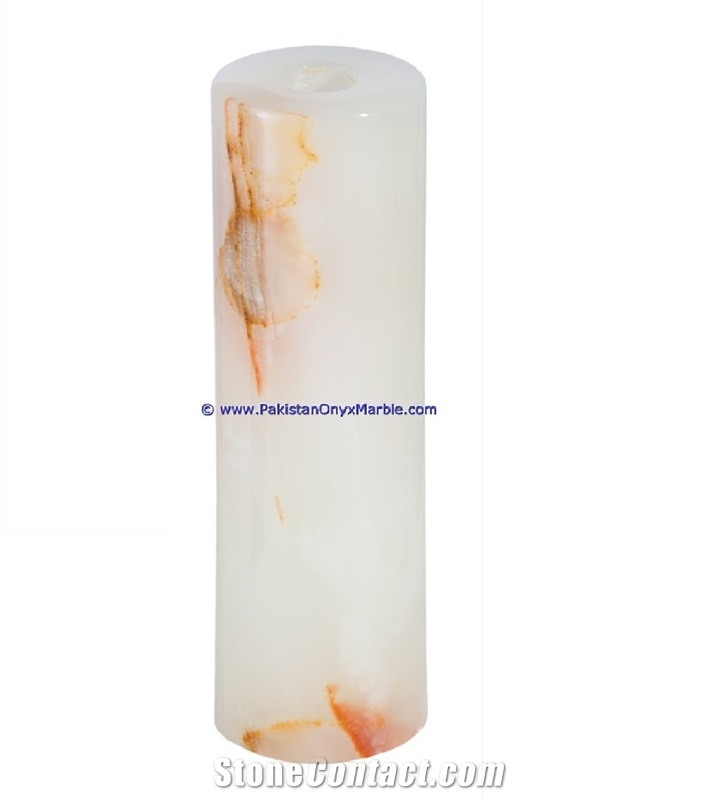 Pakistan White Onyx Columns Handcarved Pillars Carved Top