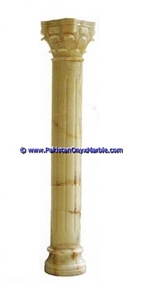 Pakistan White Onyx Columns Handcarved Pillars Carved Top