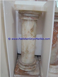 Pakistan White Onyx Columns Handcarved Pillars Carved Top
