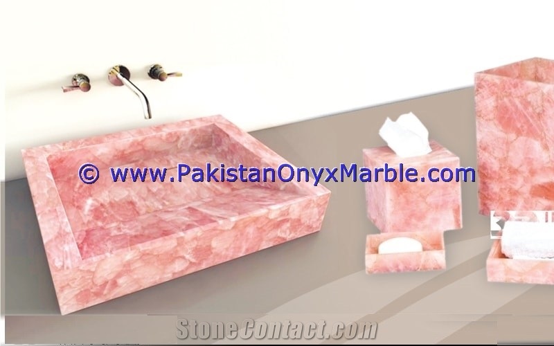 Pink Onyx Rectangle Shaped Sinks Basins Collection