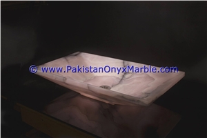 Pink Onyx Rectangle Shaped Sinks Basins Collection