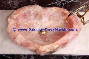 Pink Onyx Rough Rectangle Shaped Sinks Basins