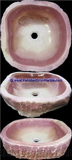 Pink Onyx Rough Rectangle Shaped Sinks Basins
