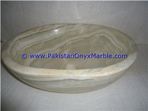 Pure White Onyx Oval Shaped Sinks Basins