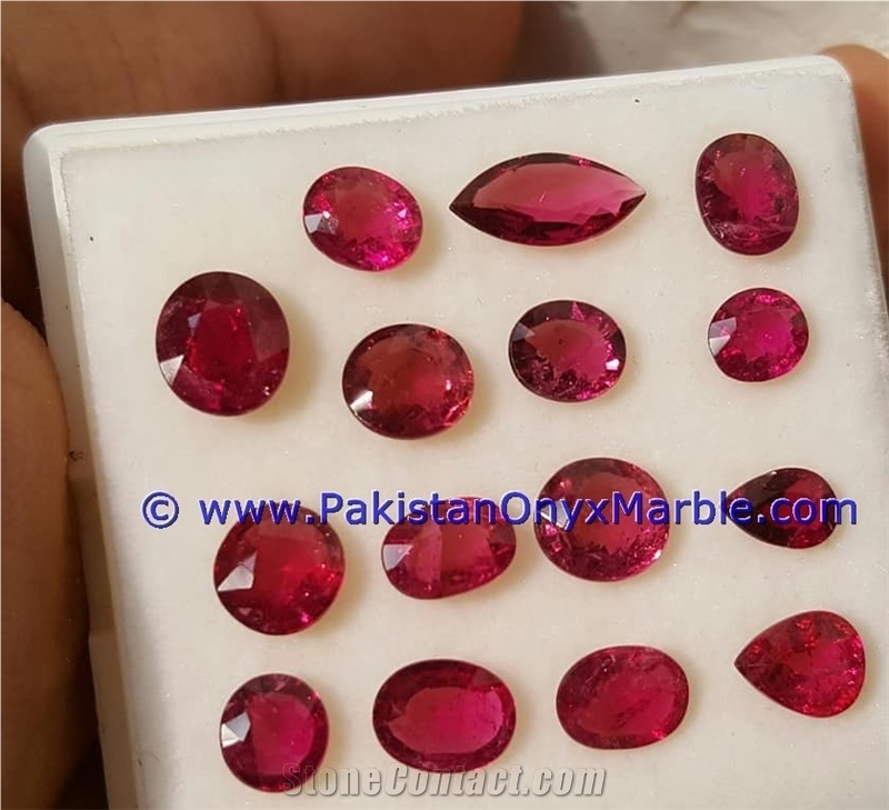 Ruby Faceted Cut Stones Shapes Round Oval Emerald